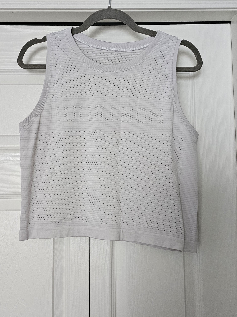 lululemon athletica White Perforated Cropped Tank
